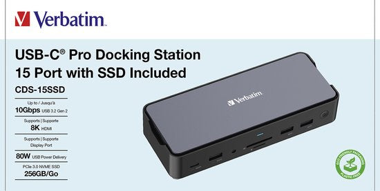 Verbatim CDS-15SSD Kabelgebundener USB 3.2 Gen 1 (3.1 Gen 1) Typ-C Schwarz, Grau