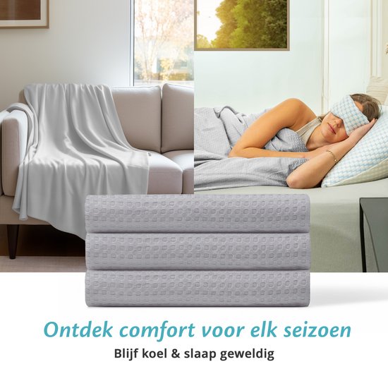 Ella® Kühldecke 135x200 cm - 100% Bio-Tencel - Selbstkühlende Decke - Kühldecke - Sommerdecke - Foggy grey