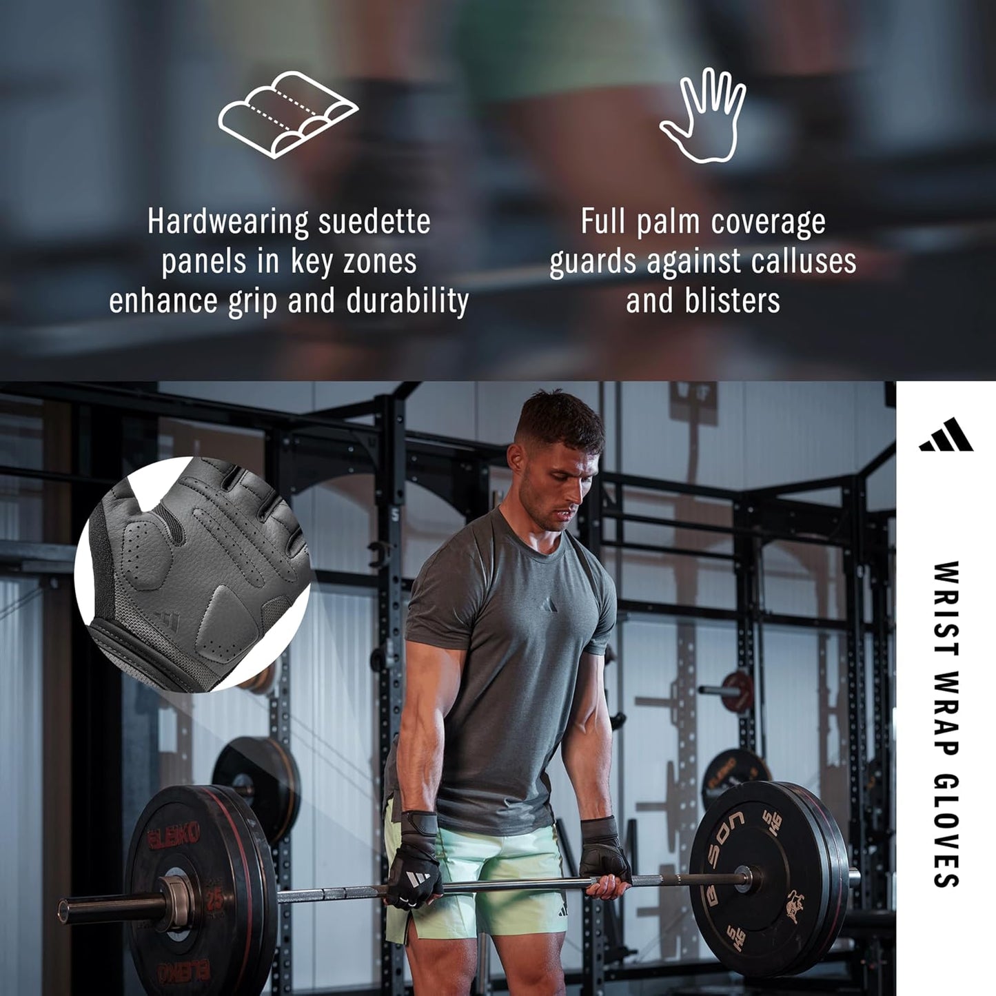 Adidas Wrist Wrap Trainingshandschuhe – Größe L – Schwarz – Gepolstert