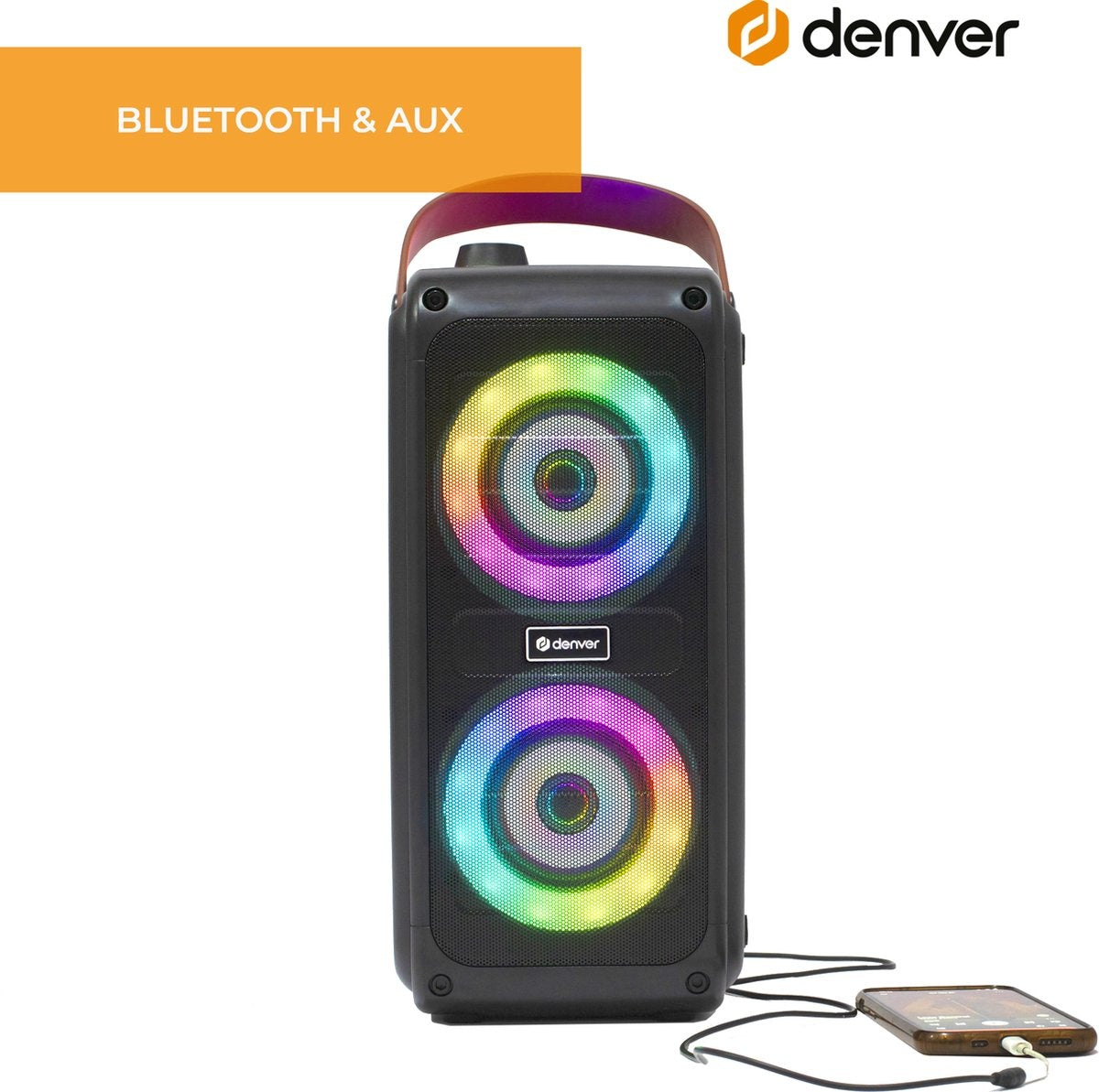 Denver Bluetooth-Lautsprecher Wireless - Lichteffekte - AUX - Schwarz