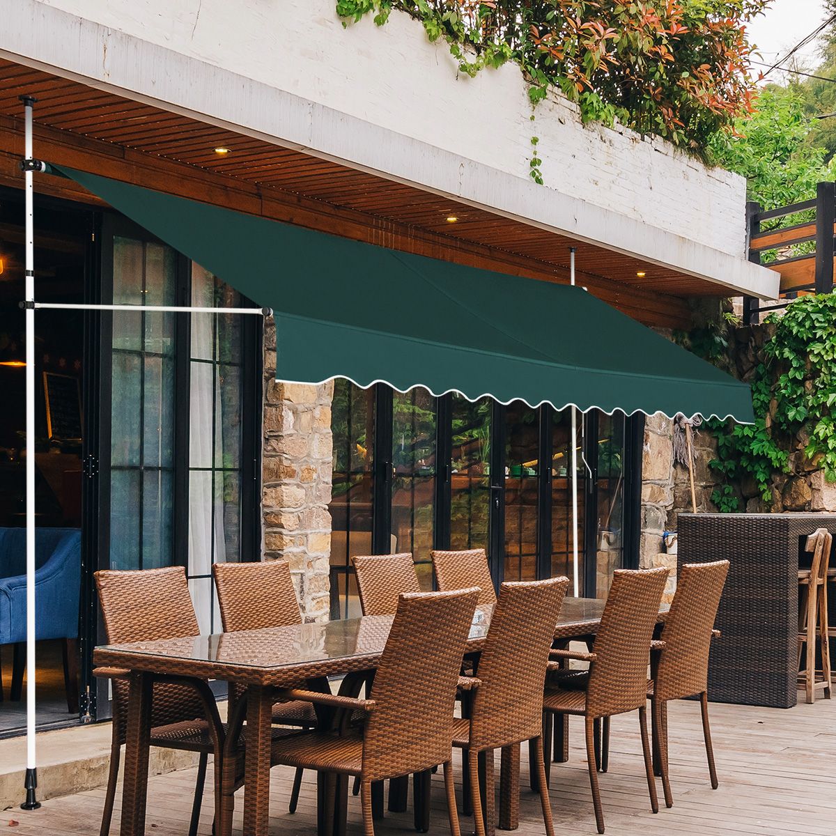 Coast Sunshade 400 cm breit, höhenverstellbar 200-300 cm, grün, Aluminiumrahmen und Oxford-Gewebe