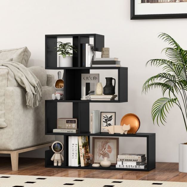 Coast S-förmiges Bücherregal mit 5 Ebenen – 80 x 22 x 100 cm – Schwarz