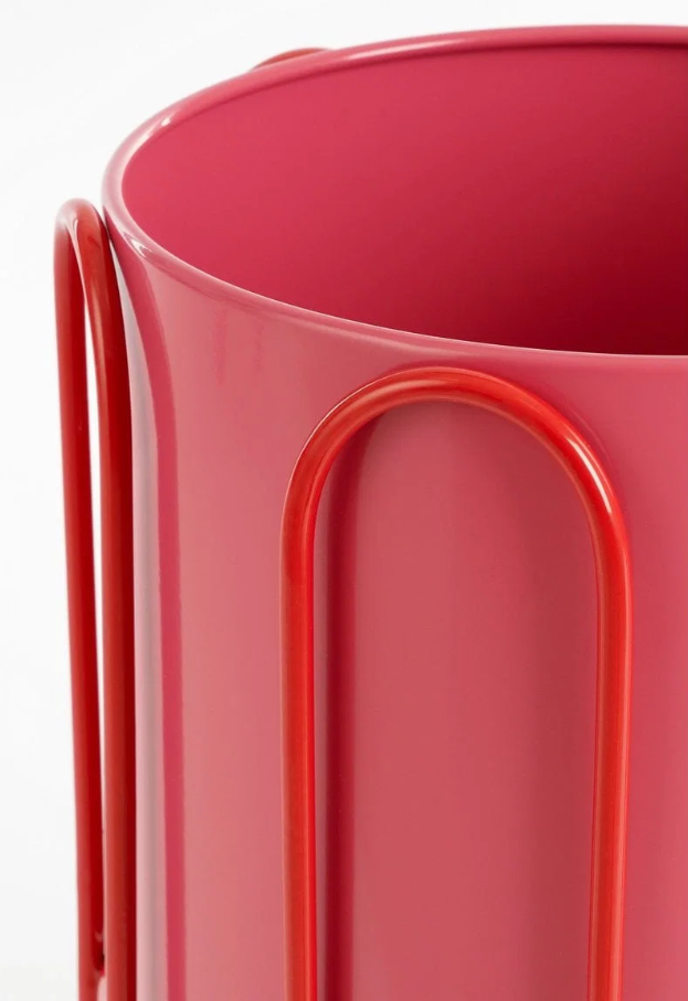 Mica Decorations Dione Blumentopf auf Ständer – Rosa/Rot – H 25 x Ø 23 cm