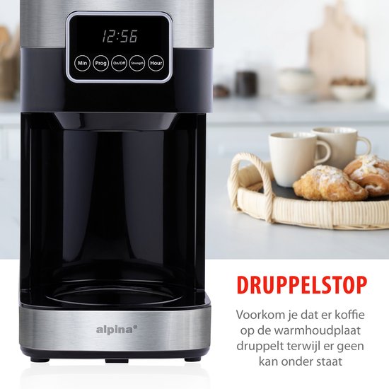 alpina Filterkaffeemaschine - 900W - 1,5 L - Grau/Schwarz