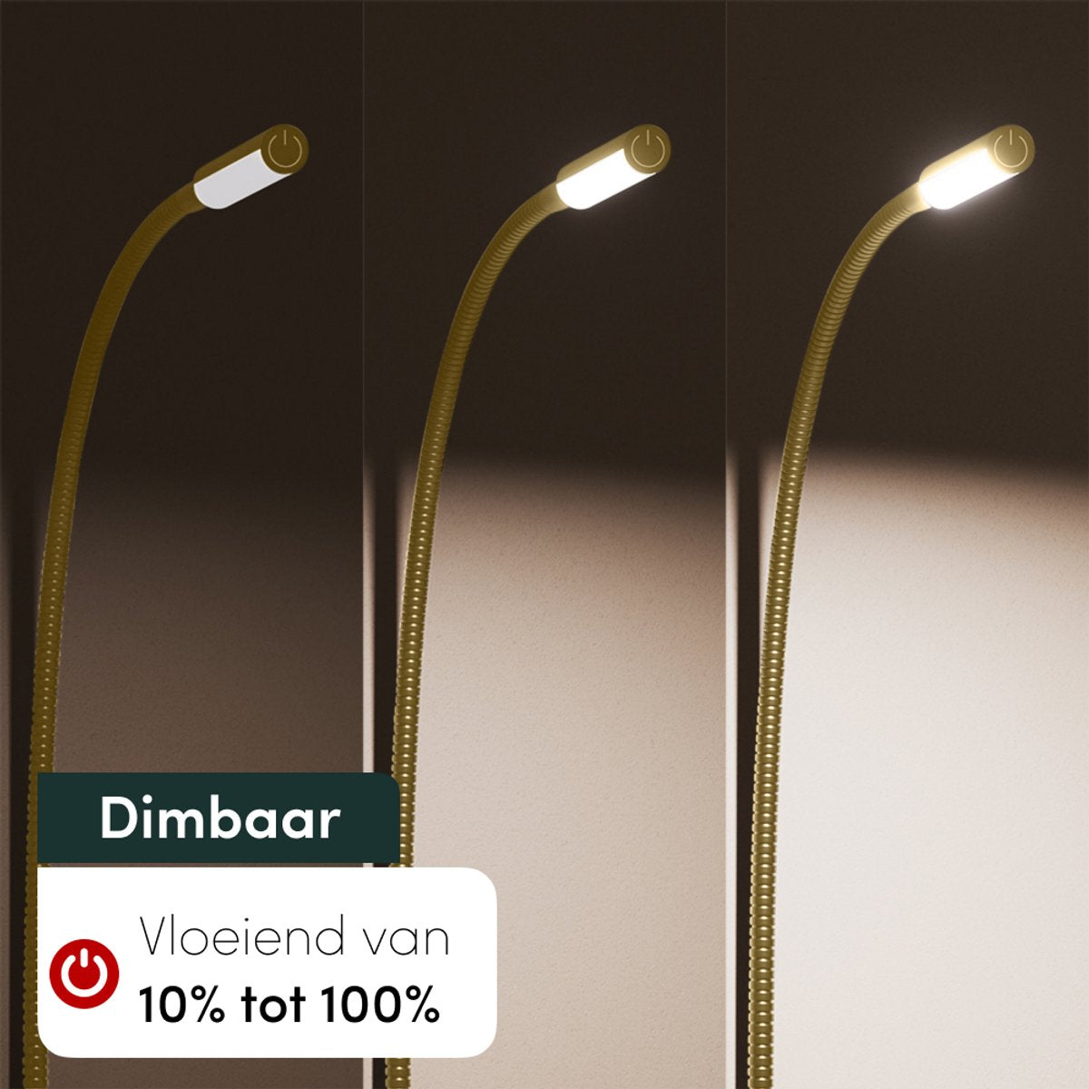 Nolt - Leselampe Bettleuchte - Dimmbare LED, 2er-Set, Klemme - Höhe 58 cm - Metall - Gold