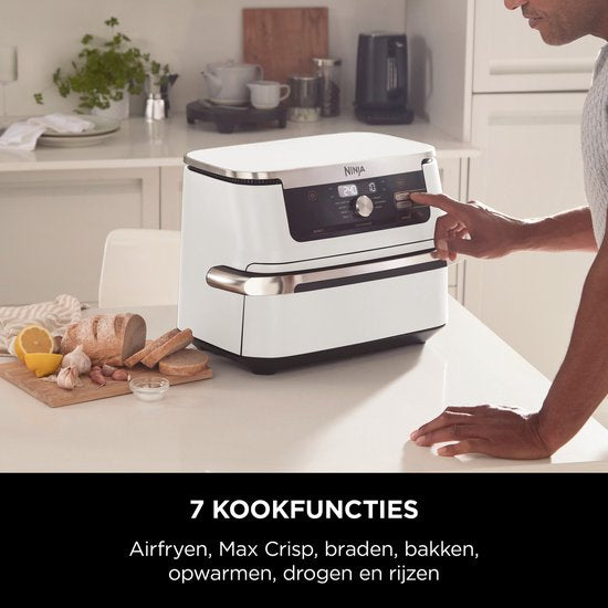 Ninja Foodi FlexDrawer Mega Doppel-Heißluftfritteuse XXL – 10,4 Liter – Zwei Garfächer oder eine MegaZone – Heißluftfritteuse – Weiß – AF500EUWH