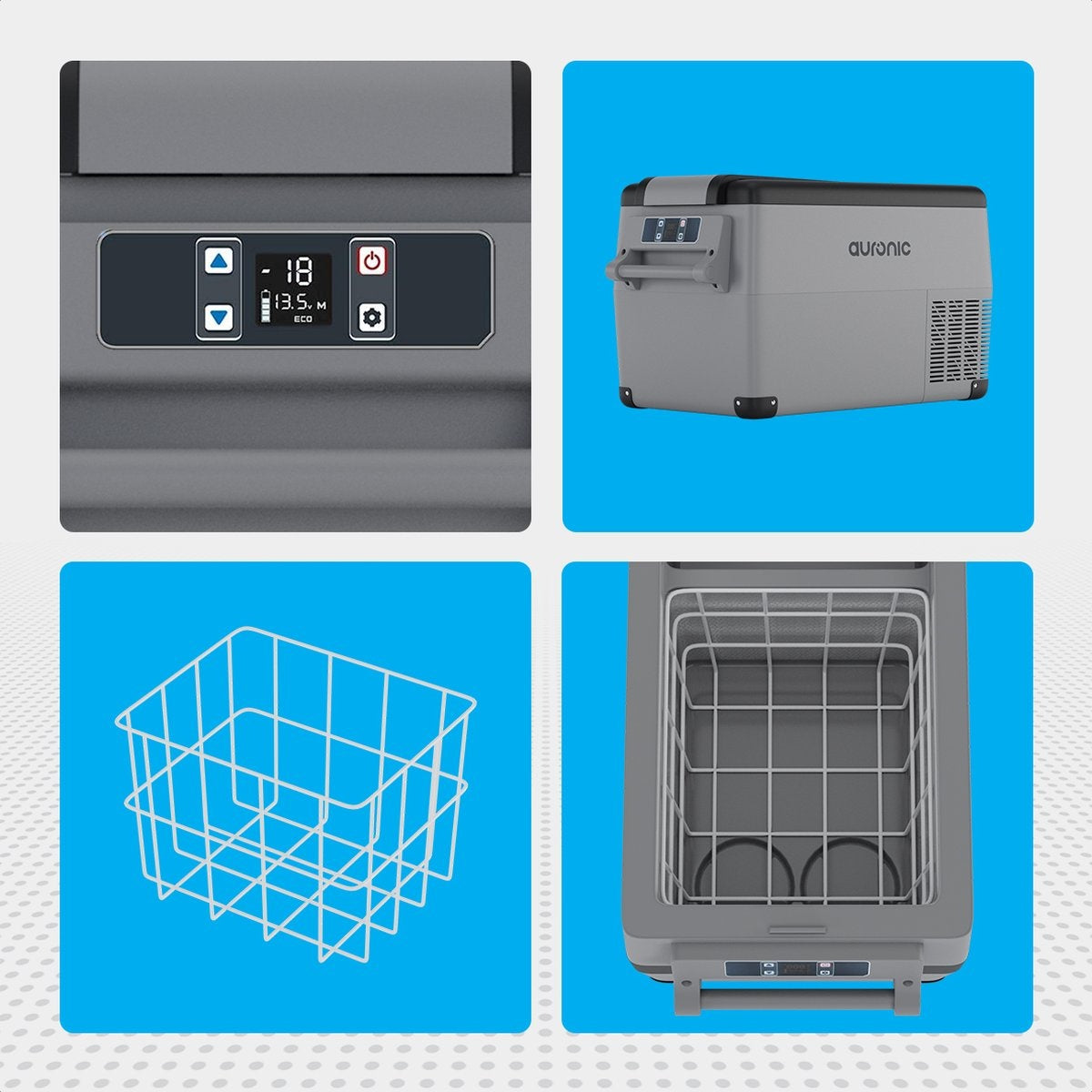 Auronic Electric Compressor Coolbox - Kühlbox - 30,4L - 12V und 240V - Grau