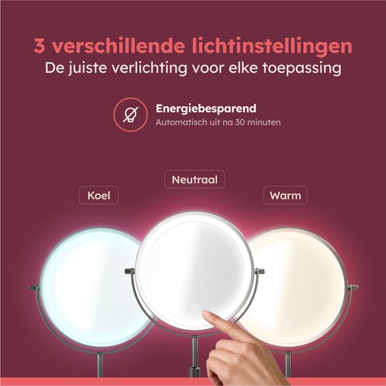 Fraay® Make-up-Spiegel mit LED-Beleuchtung - 10-fache Vergrößerung - Vergrößerungsspiegel mit Licht - wiederaufladbar - Rasierspiegel - Badezimmerspiegel - Schwarz