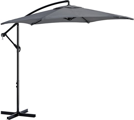 Tristar Schwebeschirm – 300 cm, rund – Garten – höhenverstellbar – inkl. Kreuzfuß und Schutzhülle – PA-7905 – Anthrazit