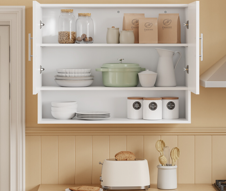 SoBuy Wandschrank 90 x 70 x 28,5 cm – Weiß – 2 Türen – Verstellbares Einlegeboden
