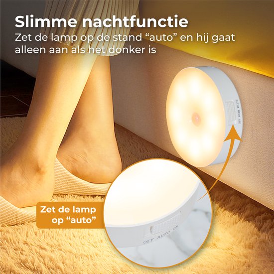 Nuvance - Kabellose Led-Leuchte - 2 Stück - Warmweißes Licht - Magnetisch - Tag- und Nachtsensor - Wiederaufladbar über USB - Schrankleuchte - Wandleuchte