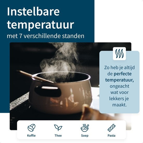 KitchenApp Heißwasserspender mit Filter - Luxus-Wasserkocher mit Temperaturregelung - Heißwasserhahn 2.7L - Schwarz