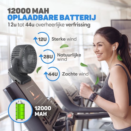 Vulpes Goods® Tech - Mini-USB-Ventilator PRO - Wiederaufladbarer Tischventilator - Leiser Miniventilator mit Fernbedienung - Handventilator - Klein, leise & geräuschlos - 3 Geschwindigkeiten & Beleuchtung - 12000 mAh & Powerbank-Funktion - Premium Schwarz