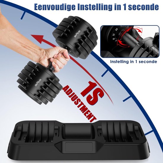 DH FitLife Verstellbares Hantelset 25 kg | 2 Stück | 10-in-1-Variable Gewichte | Verstellbare Hanteln von 4 bis 25 kg | Krafttraining, Kurzhantelset mit platzsparenden Hantelscheiben für das Training zu Hause, Kurze verstellbare Hanteln