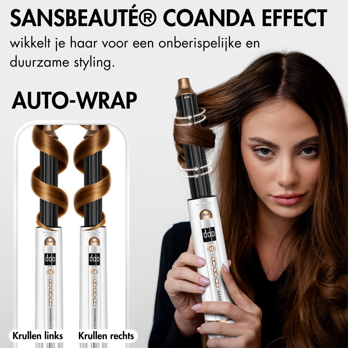 Sansbeauté 4-in-1 Airstyler - Multistyler - Föhnbürste - Lockenbürste - Stylingbürste - 1400W - Ionen-Technologie - Weiß/Gold