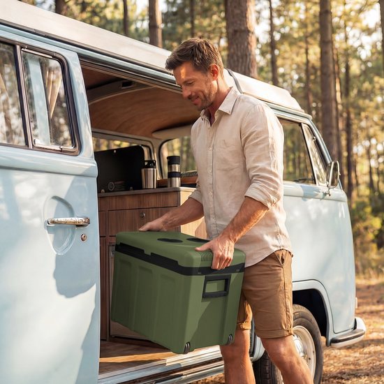 Auronic Coolbox Electric 12V und 230V - 40L - Auto - Camping Kühlschrank - Kühlung und Heizung - Frigobox - Grün