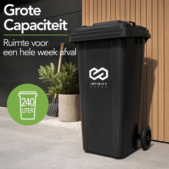 Infinity Goods Kliko 240 l – Abfallbehälter – Rollcontainer – Mini-Behälter aus Kunststoff – mit Rädern – grau