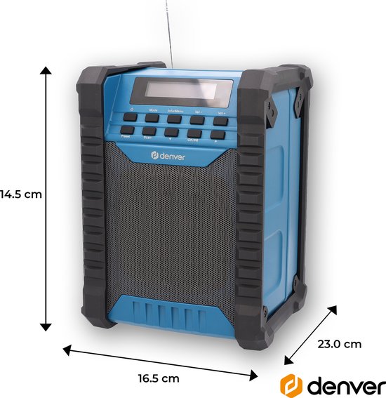 Denver Construction Radio DAB - Bluetooth - mit Akku - AUX - FM - USB-C - spritzwassergeschützt - WRD60