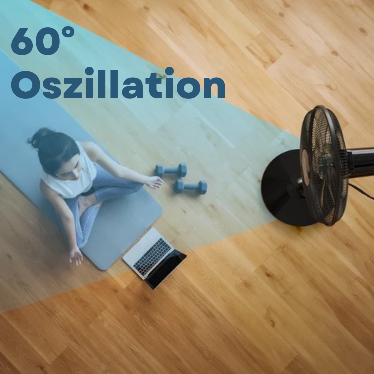 Auronic Stativventilator - Standventilator - Luftkühler - Boden- und Tischventilator - 3-in-1 - 12 Geschwindigkeiten - Leise - Mit Fernbedienung - Schwarz