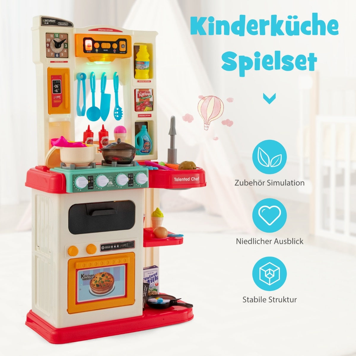 Küste 65 TLG. Leichte Kinderspielküche mit Wasserpumpproze