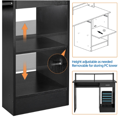 Yaheetech Schreibtisch mit Schublade – Schwarz – 106 x 50 x 94 cm – Computertisch mit Stauraum