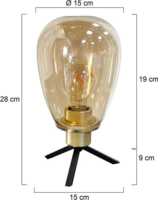 Steinhauer Tischleuchte Reflexion - bernsteinfarben - Metall - 15 cm - E27 Fassung - 2682ME