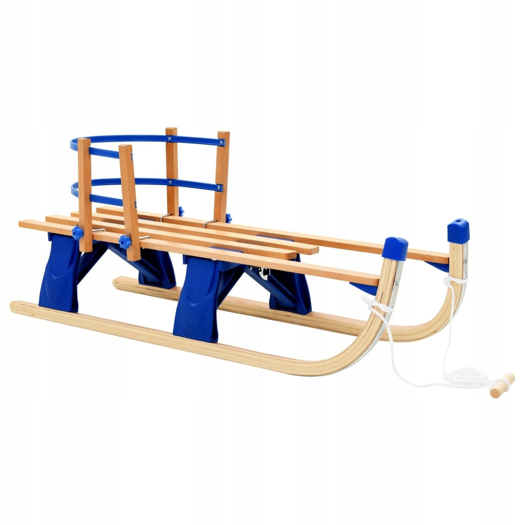 Woltu Holzschlitten, traditionell – blau – mit Rückenlehne