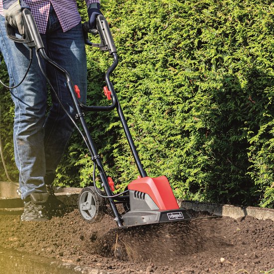 Scheppach Elektrische Gartenfräse MTE460 1500 W – Bodenfräse & Kultivator – 45 cm Arbeitsbreite – 22 cm Arbeitstiefe – 24 Messer für Gemüsegarten, Beete und Rasenflächen