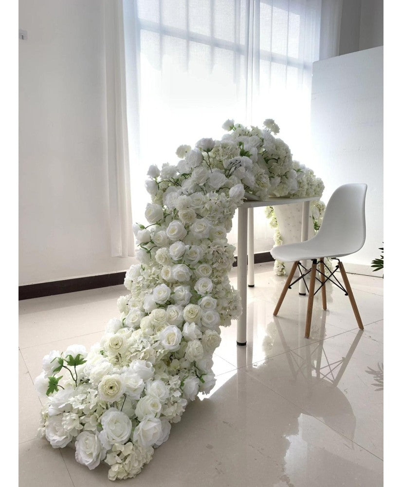 Passiondecor Tischläufer Lea – Weiß – 200 x 55 cm – Nicht in Kombination mit weißen Tischblumen