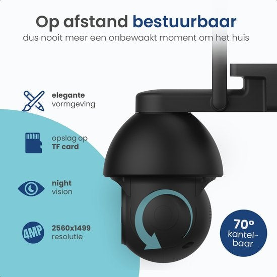 Gologi Superior Outdoor Kamera 2 - Außenkamera mit Nachtsicht - Sicherheitskamera - Wand- und Dachmontage - 4MP - Mit Wifi und App - Schwarz