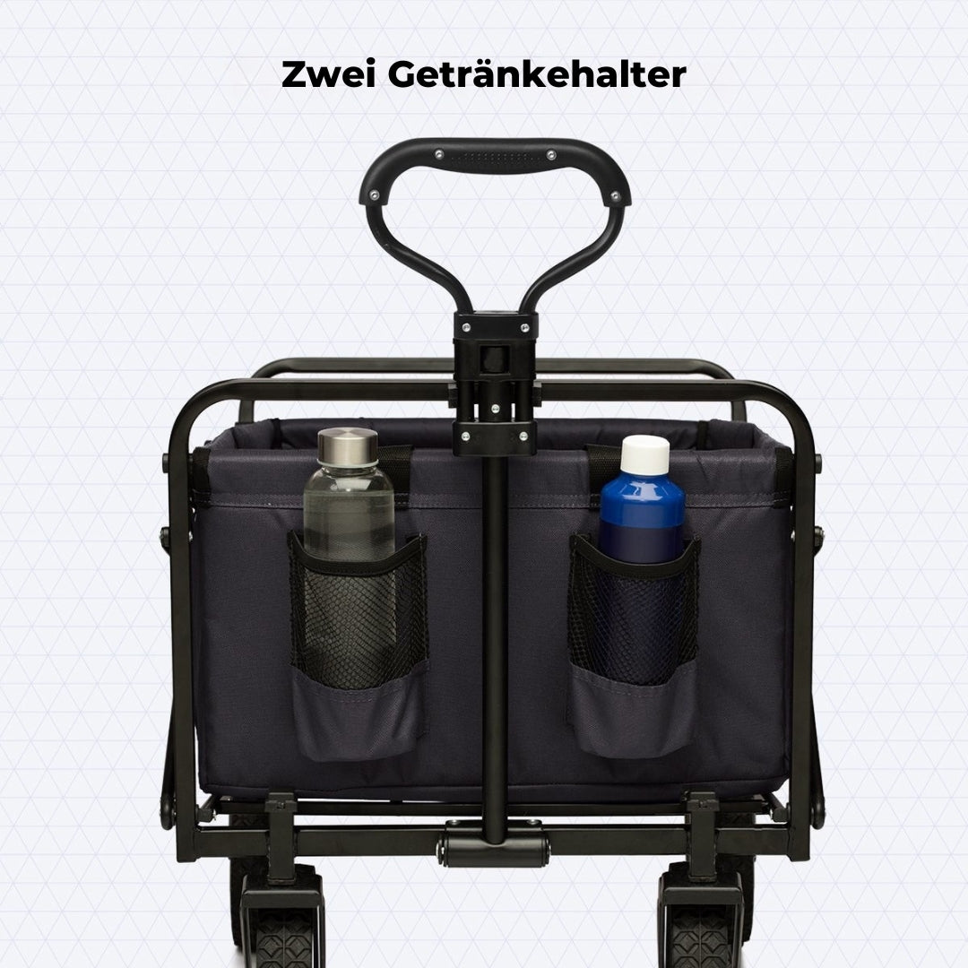 LifeGoods Bollerwagen - faltbar - drehbare Räder - 70kg Tragfähigkeit - Schwarz