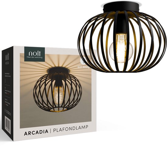 Nolt Deckenleuchte - Deckenleuchte E27 Lampe - Industrial - ⌀ 25cm - Schwarz