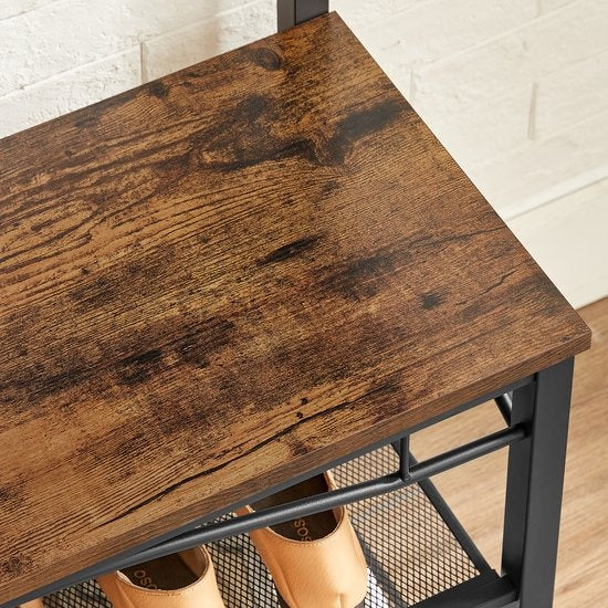 O'DADDYÂ¬Ã† Garderobenständer hochkant - Garderobe mit Schuhablage - 15 Haken 2 Lagen Schuhablage 6 Paar - Garderobe - 80 x 32 x 178,5 cm - braun