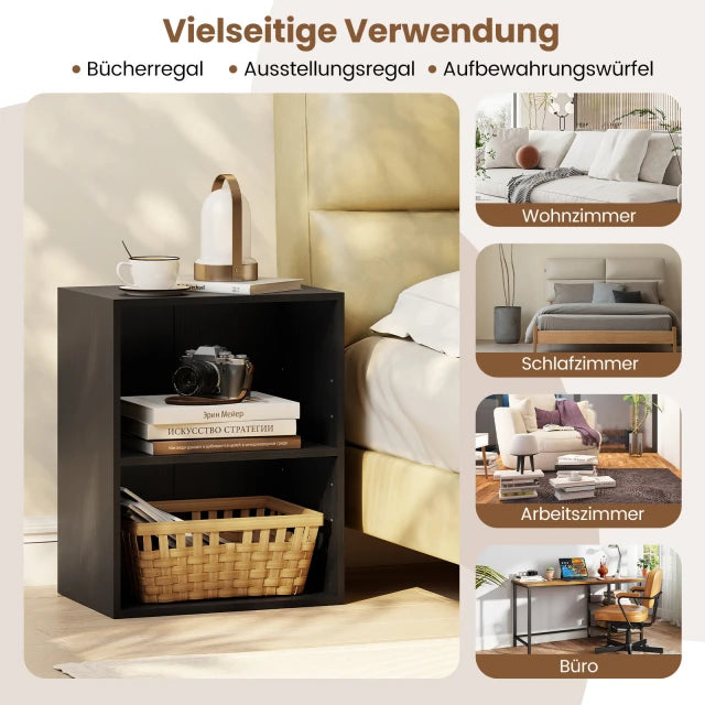 Coast Bücherregal mit 2 offenen Fächern – verstellbare Einlegeböden – 42 x 29,5 x 53,5 cm – Schwarz