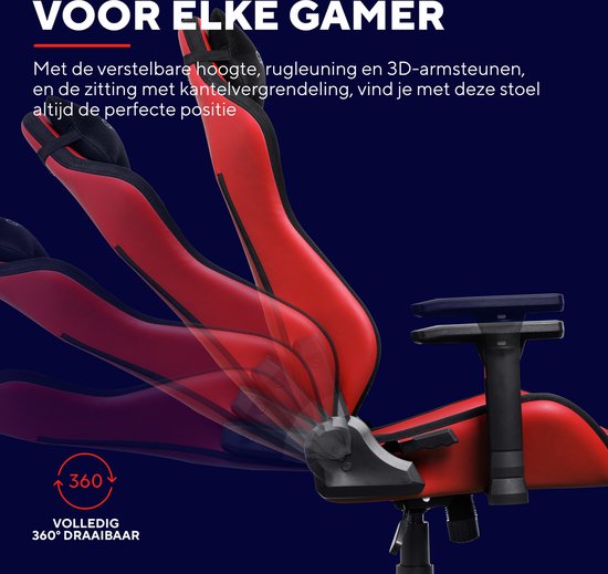 Trust GXT 714R Ruya – Ergonomischer Gaming-Stuhl – 3D-Armlehnen – Atmungsaktiver Stoff und PU-Leder – Bis zu 150 kg – Rot
