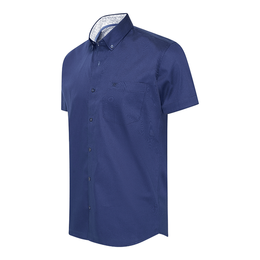 Cappuccino Shirt Kurzarm Stretch Toscana - Marineblau - Größe M