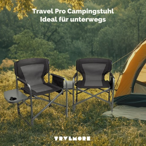 TRVLMORE - Campingstühle - Duo Pack - Zusammenklappbar - 120 kg Belastbarkeit - Schwarz