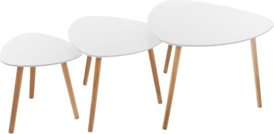 Atmosphera Créateur d'intérieur® Couchtisch im 3er-Set – Couchtisch – weiß – Holz – Eiche – Wohnzimmer