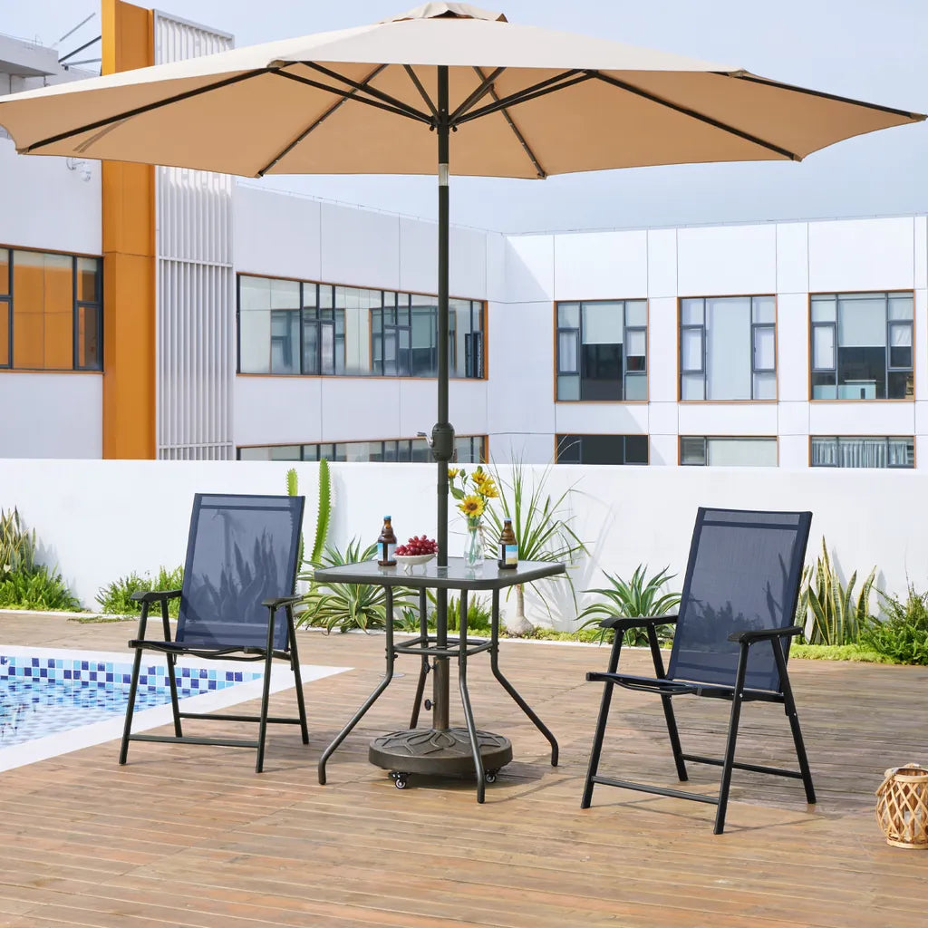 Yaheetech Gartenstühle, 2er-Set, zusammenklappbar, 54 x 57 x 93,5 cm – Blau – Klappstühle mit Armlehnen und hoher Rückenlehne