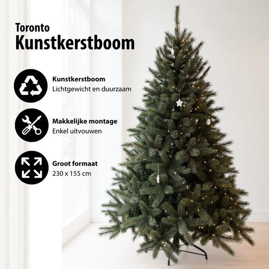 Black Box Trees Toronto Deluxe Weihnachtsbaum – Kunstbaum mit üppiger Optik und 1562 Zweigen – Weihnachtsdekoration für den Innenbereich – Klappkonstruktion zum schnellen Aufstellen – H 230 x Ø 155 cm – Grün