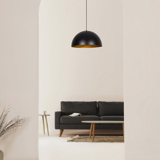 Moderne Pendelleuchte schwarz gold 50 cm | Kante