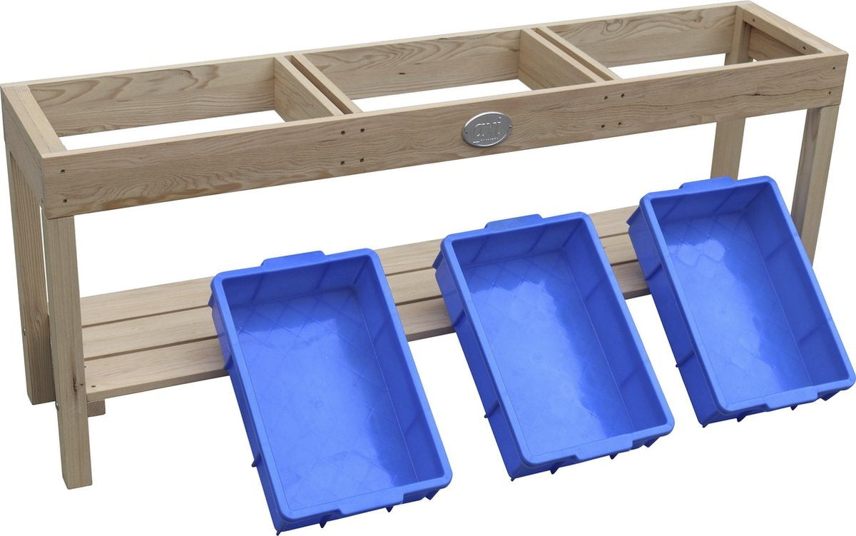 AXI Activity Table in Naturbraun mit 3 blauen Tabletts - Vielseitiger Kindertisch für verschiedene Aktivitäten