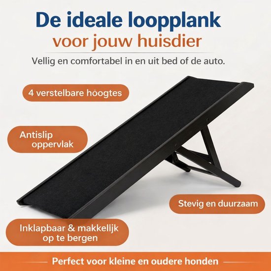 Ceruzo Dog Walkway Verstellbar - Faltbar - Höhenverstellbar 34-53 cm - Hundetreppe - Schwarz