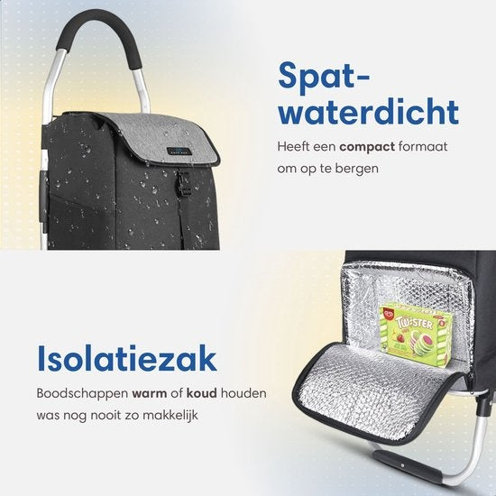 Safe Life - Einkaufswagen - mit gekühltem Fach - 45L - Schwarz/Grau