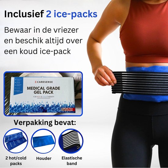Caresense - Hot Cold Pack - Kühlpack mit Halter - Icepack - 2 Gelpacks mit elastischem Band - warm und kalt Kompress