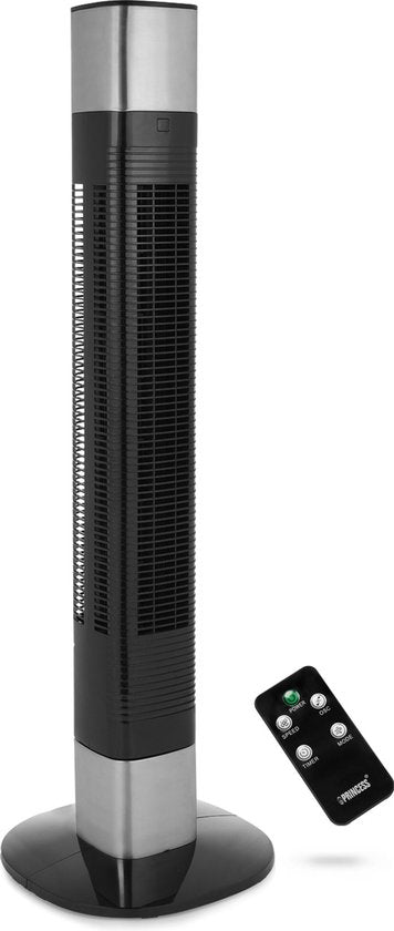 Intelligenter Turmventilator – ohne Flügel – mit App und Fernbedienung – Timer – energieeffizient – Princess 358280 – Schwarz