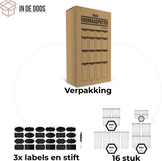 Stosh Food Storage Jars - Vorratsgläser - Bonbonglas - 16 Stück - BPA frei - Kunststoff