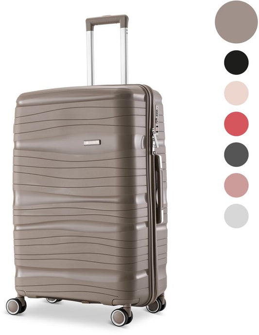 SKYCASES Travelin' Charm - 24-inch Medium Reisekoffer - Zahlenschloss - 41x24x69 cm - 68L - Leicht, Wasserdicht & Langlebig - Champagner