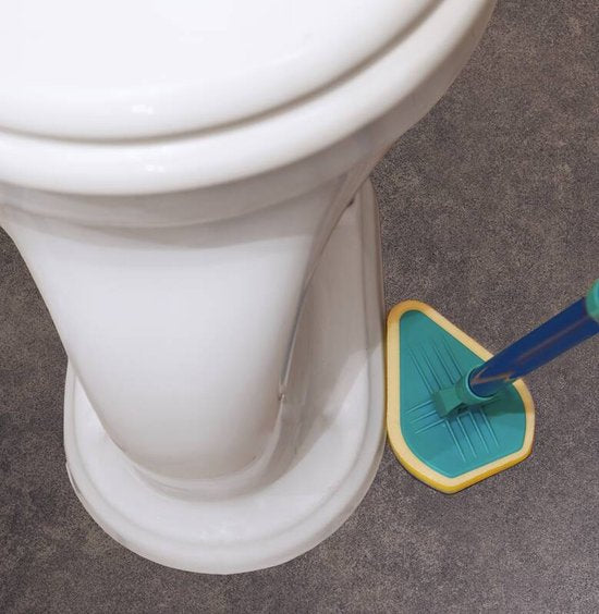 Generic - Bad-/Fliesenwischer Blitz-Blank - 4-teilig - mit Teleskopstiel & doppelseitigem Schwamm - Blau