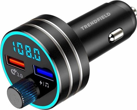 Trendfield FM Transmitter Bluetooth 5.0 - Carkit USB 3.0 Fast Charging - Autozubehör - Musik kabellos über Spotify oder Youtube hören